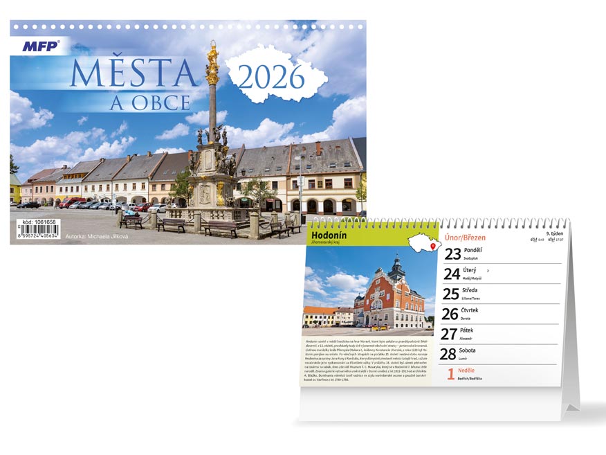 Kalendář 2026 stolní Města a obce ČR
