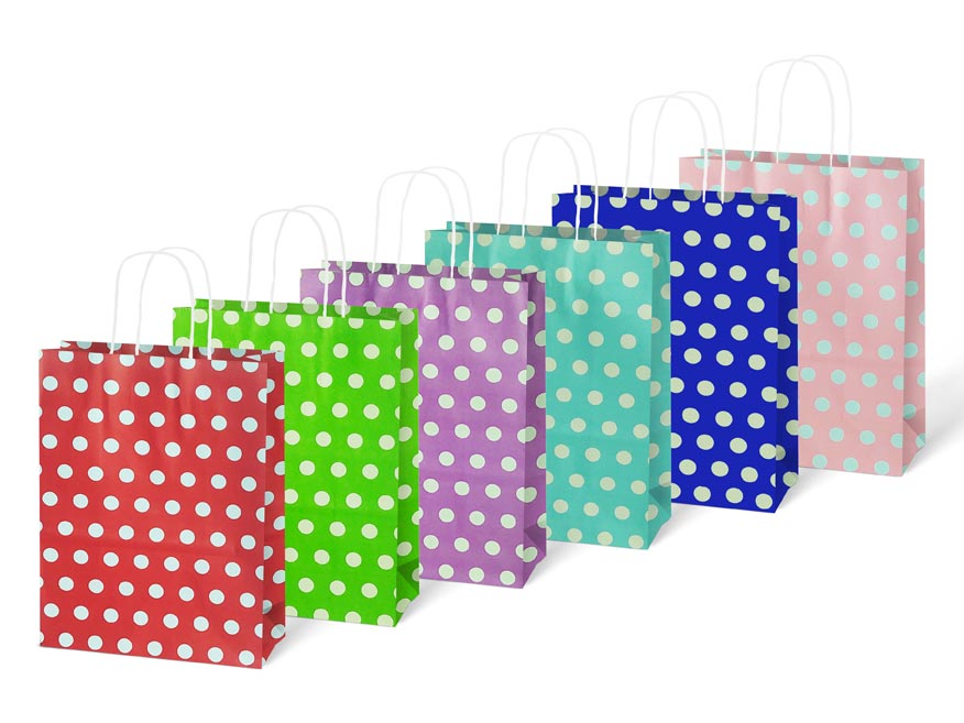 Taška MFP dárková kraft 245x310x105 puntík mix L