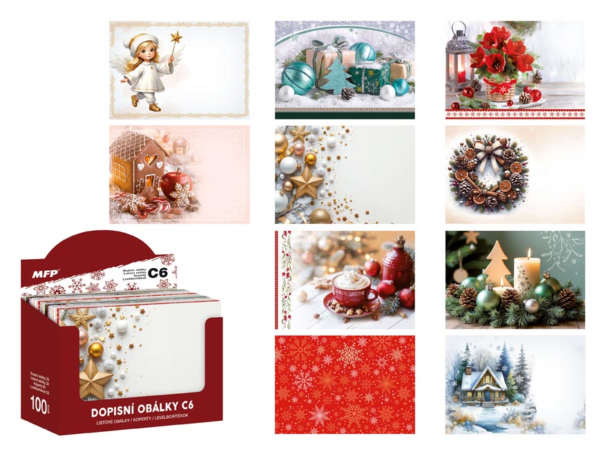 Dopisní obálka MFP C6 170g/m2 vánoční (mix)