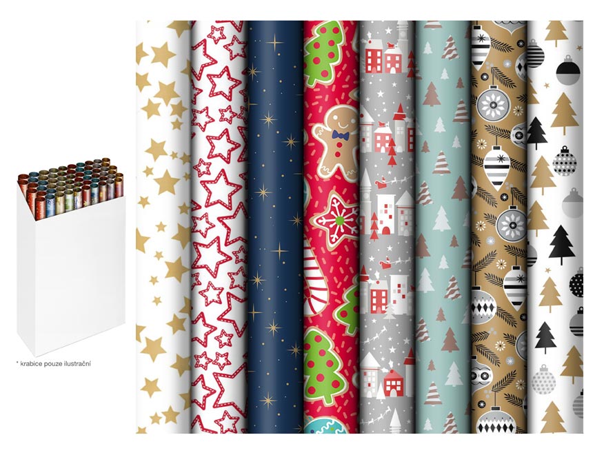 Balící papír vánoční role 500x70 mix č.12