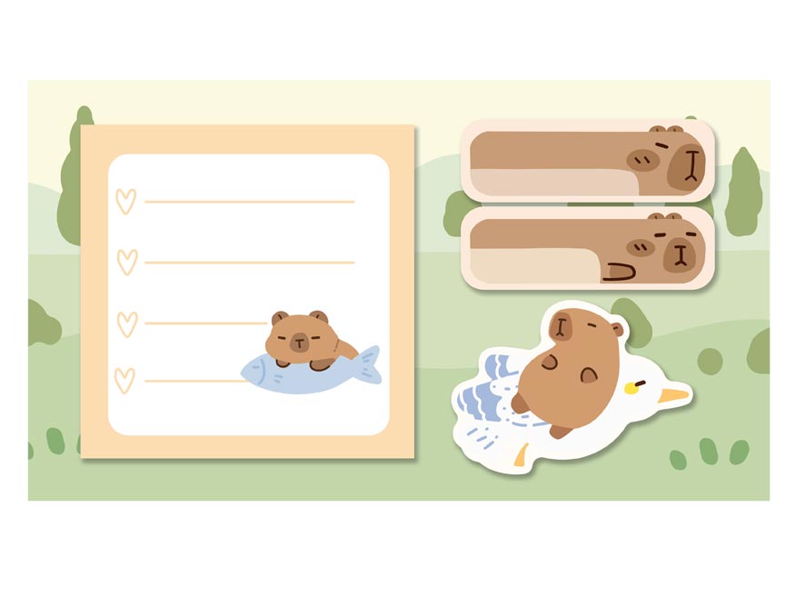 Bloček samolepicí capybara set - Obrázek 2