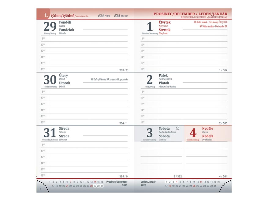 Diář 2026 T806 PU dark brown 90x170mm - Obrázek 2