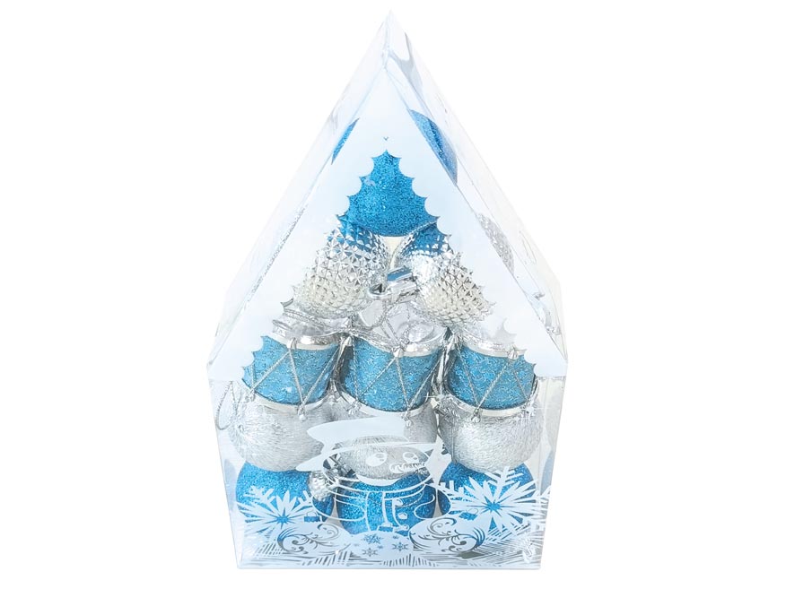 Baňky set 4cm/12ks modré+stříbrné