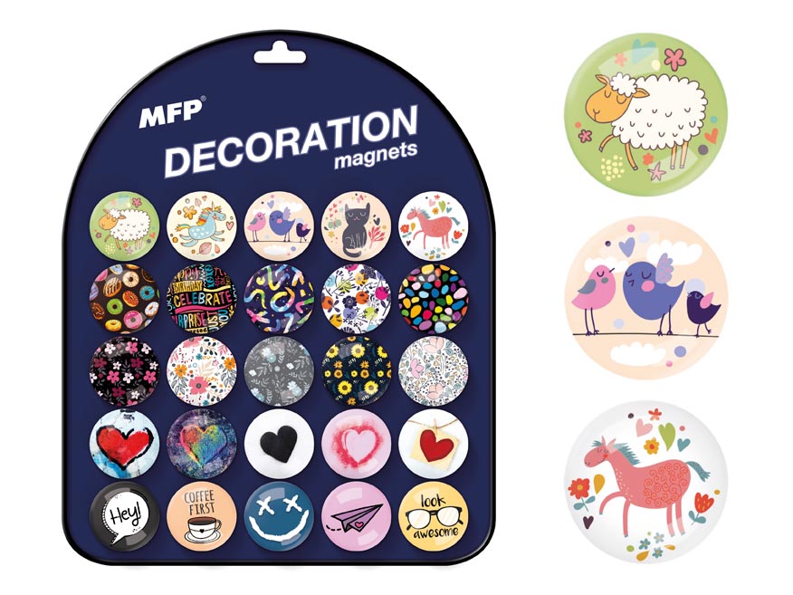 Magnet dekorační kulatý 3,5cm mix 12