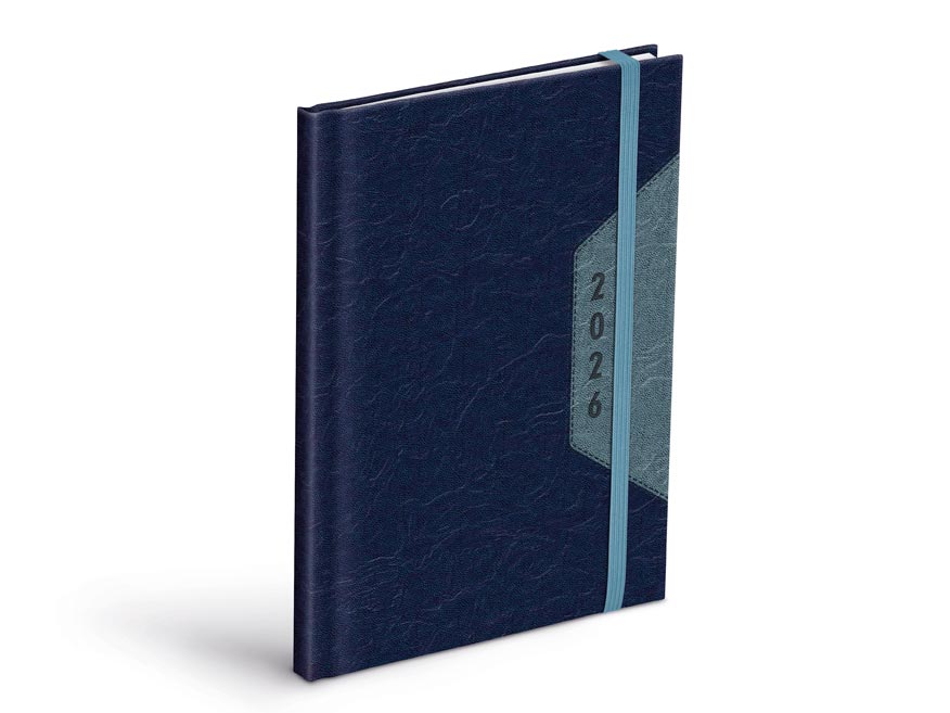 Diář 2026 T805 PU blue/gray s gumkou