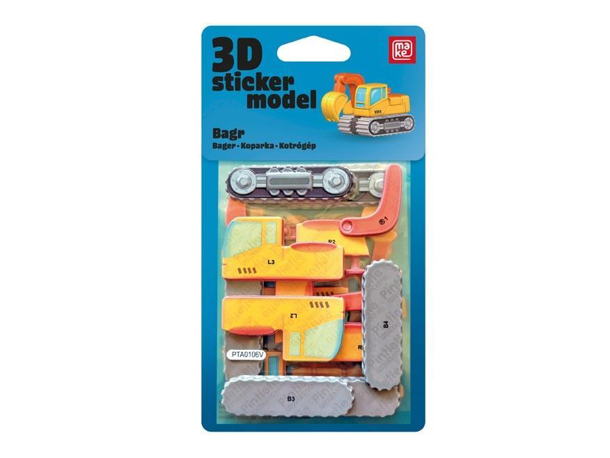 3D Sticker Model Stavební stroje Bagr - MAKE