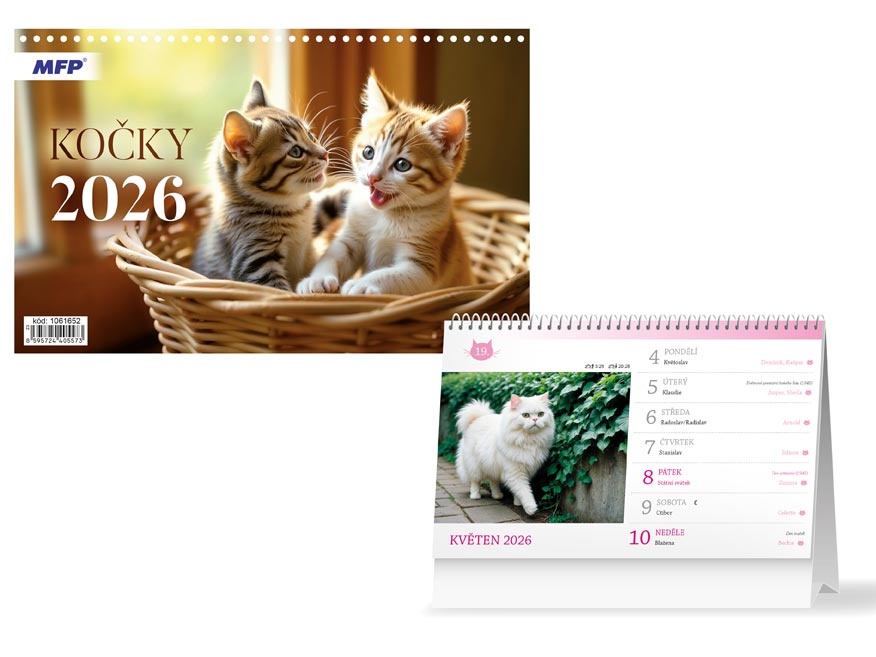 Kalendář 2026 stolní Kočky