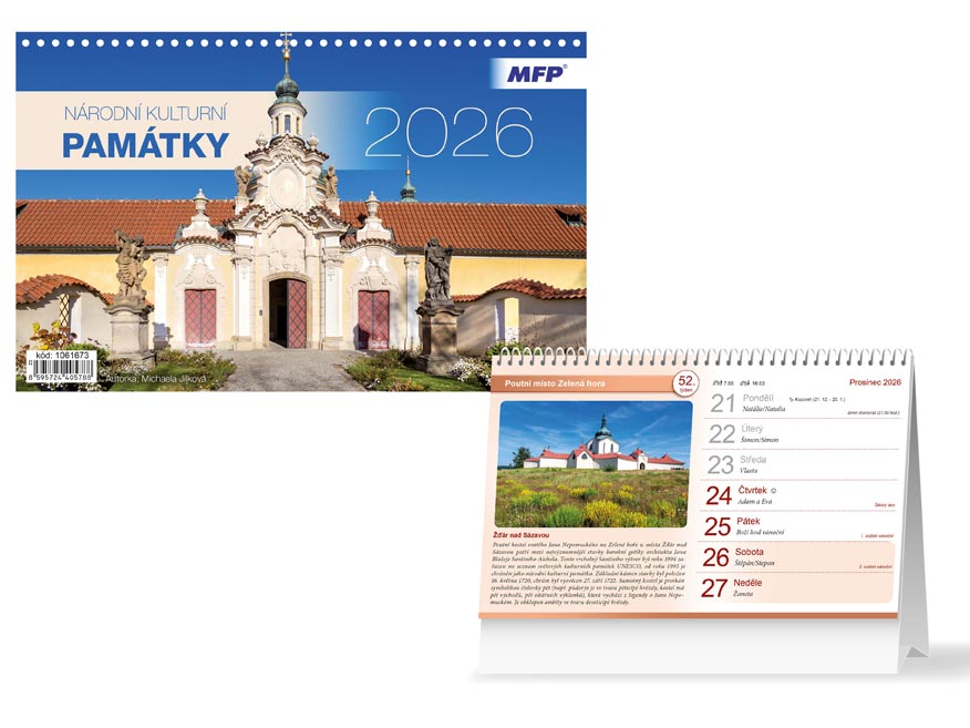 Kalendář 2026 stolní Národní kulturní památky