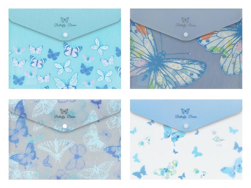 Složka s drukem A4 Motýli modrá