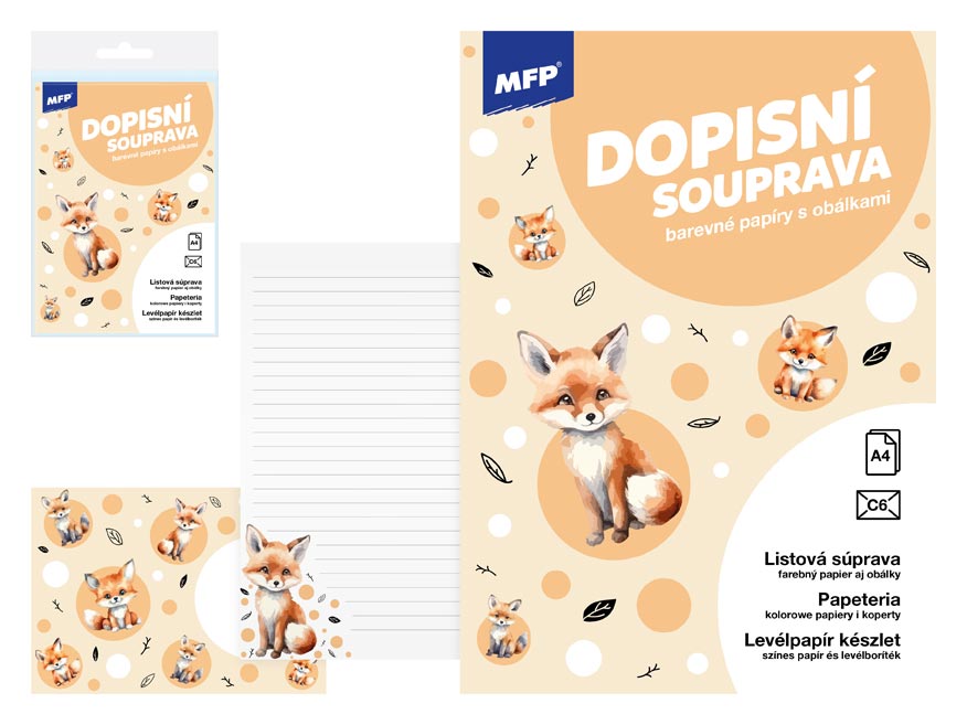 Dopisní papír barevný LUX 5+10 (Liška)