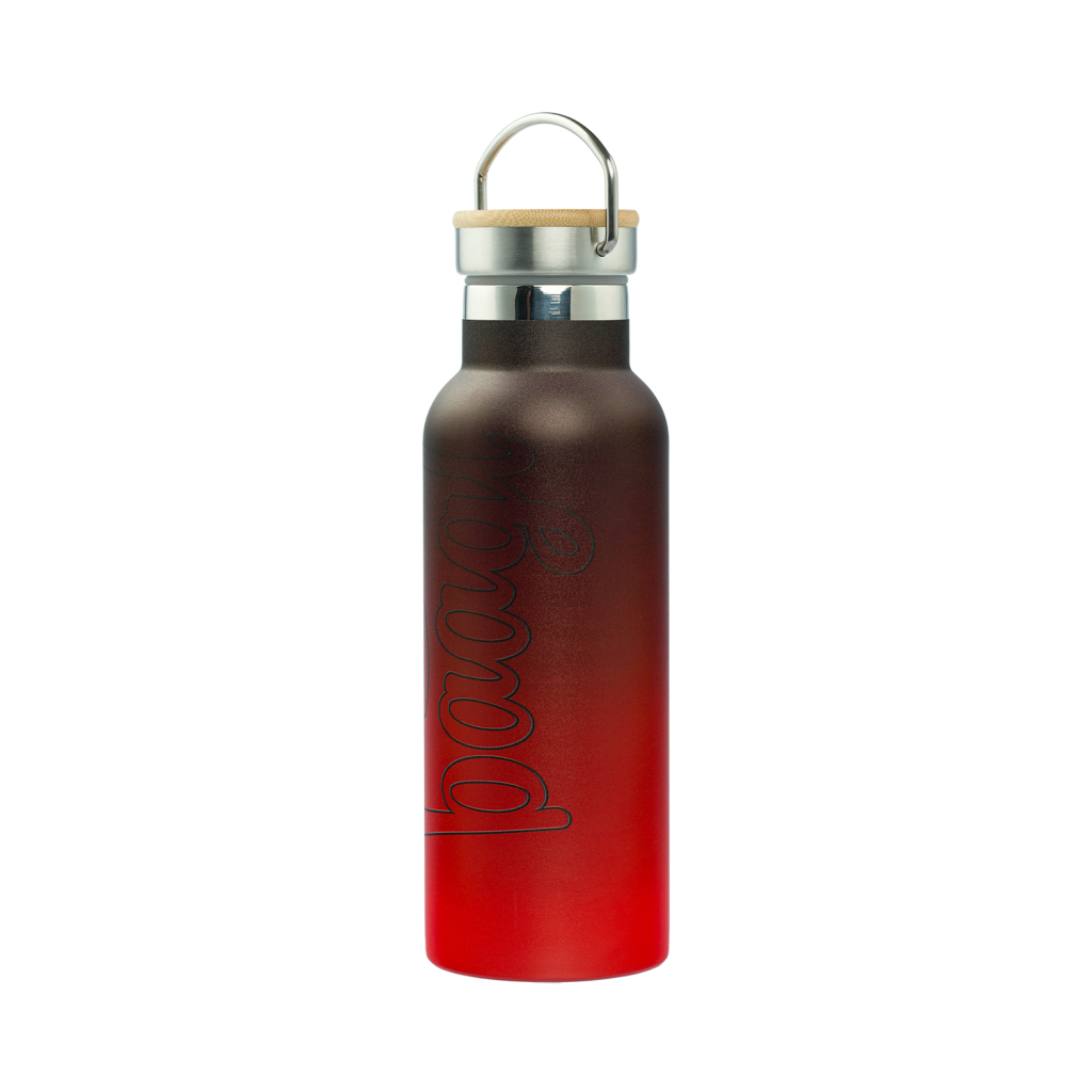 BAAGL Termoláhev s bambusovým víčkem Gradient červeno-černá, 500 ml