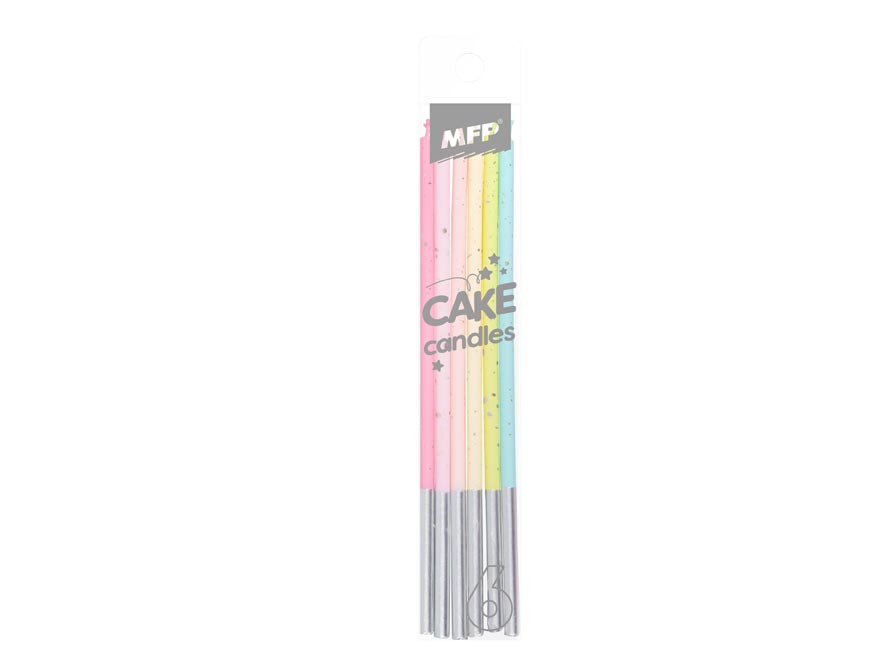 Dortové svíčky MFP 6ks 14cm duhové