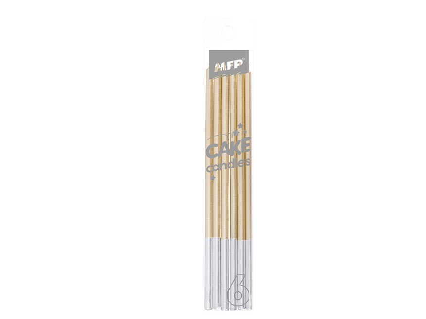 Dortové svíčky MFP 6ks 14cm zlaté