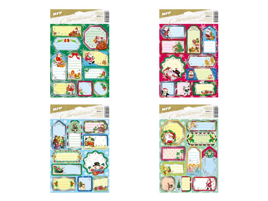 Samolepky na dárky vánoční stříbrné 200x300mm/10ks