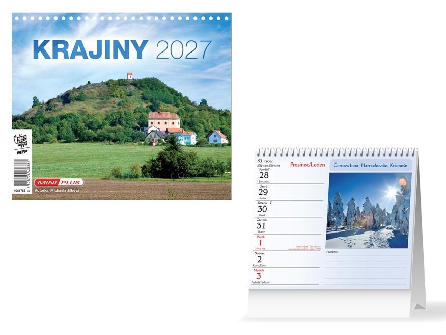 Kalendář 2027 stolní mini Krajiny