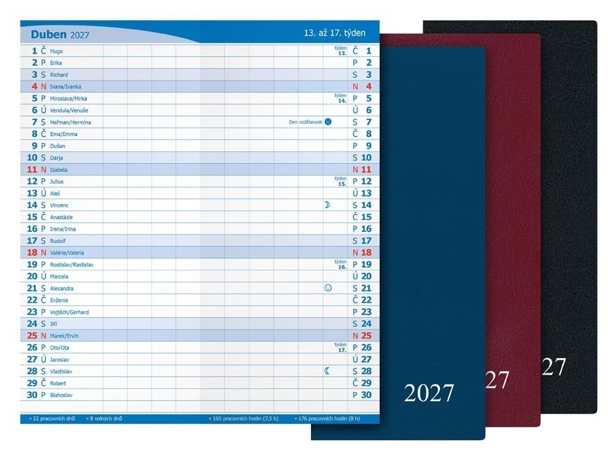 Diář 2027 M101/PVC měsíční mix