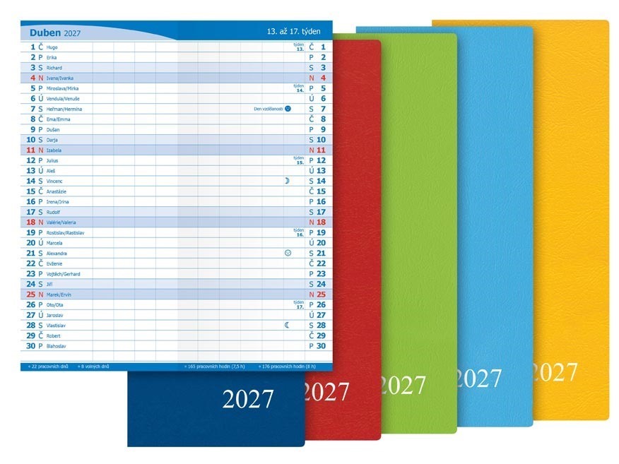 Diář 2027 M101/PVC měsíční color
