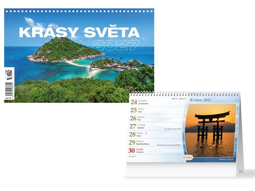 Kalendář 2027 stolní Krásy světa