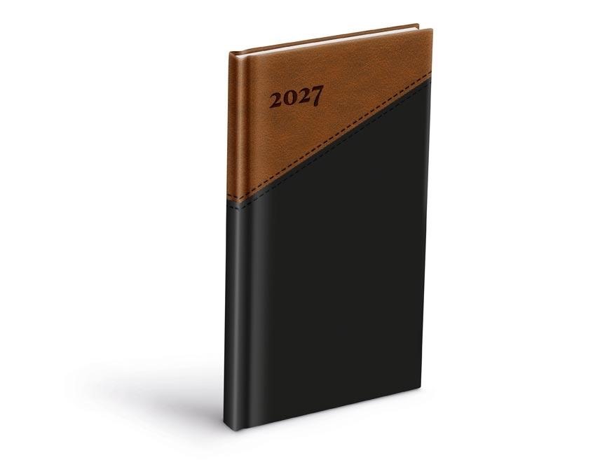 Diář 2027 T806 PU černý/hnědý 90x170mm